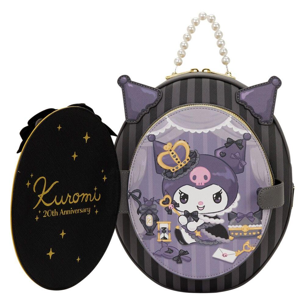 Mochila infantil Kuromi Hello Kitty 20º aniversário, 28 cm, preta e roxa. 2/4