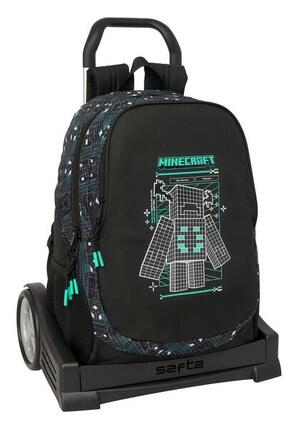 Sac à dos scolaire Minecraft pour enfants avec roulettes et porte-bouteille
