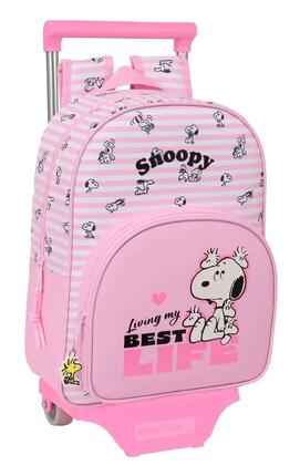 Sac à dos Snoopy pour enfant en similicuir avec poche avant - Rouge
