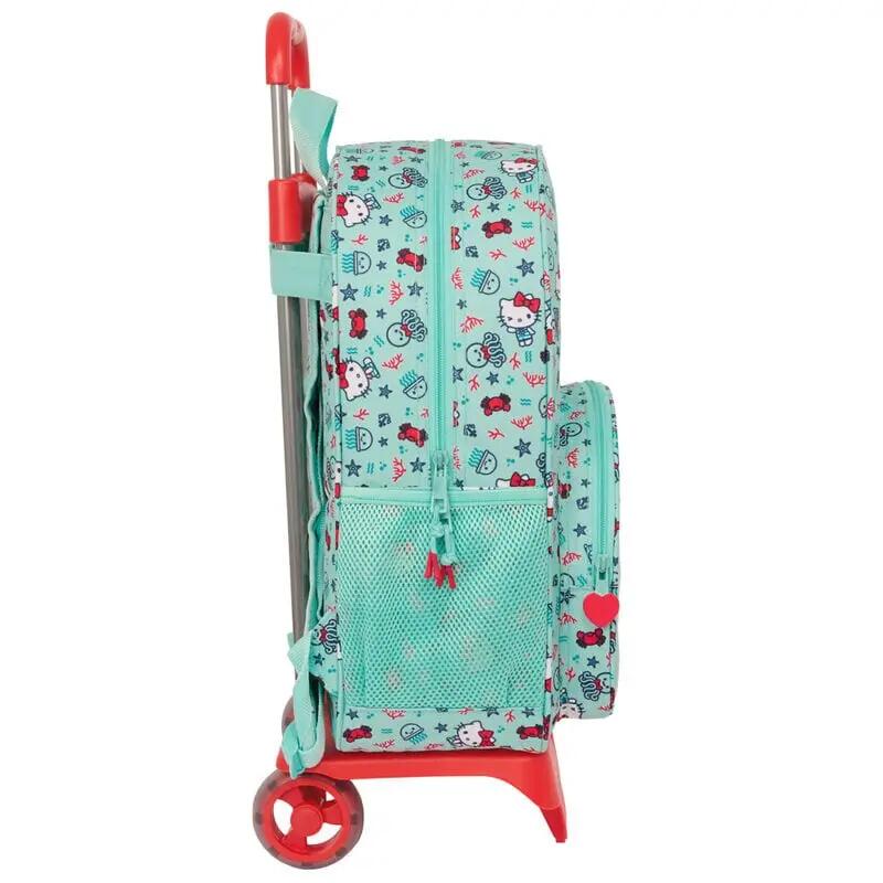 Sac à dos scolaire Hello Kitty pour enfants, avec roulettes et poche avant, vert 3/3