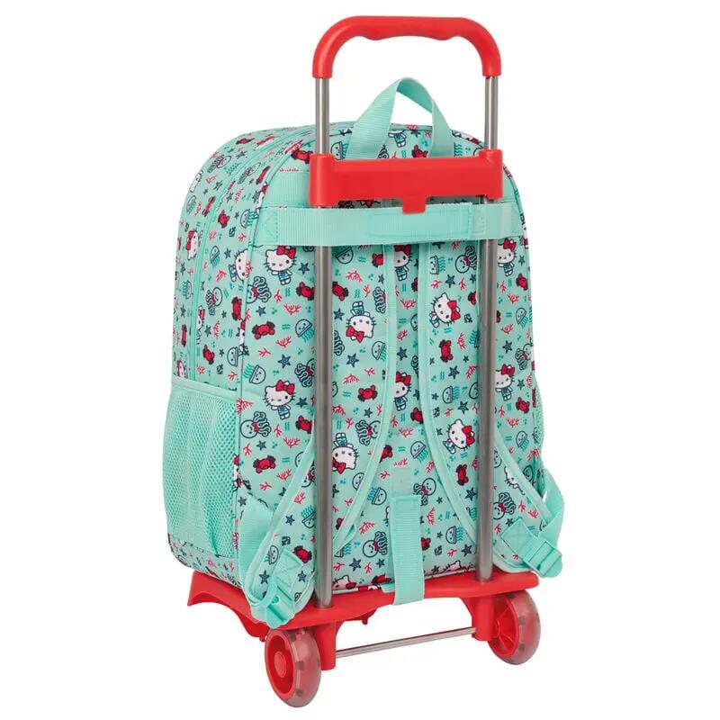 Sac à dos scolaire Hello Kitty pour enfants, avec roulettes et poche avant, vert 2/3