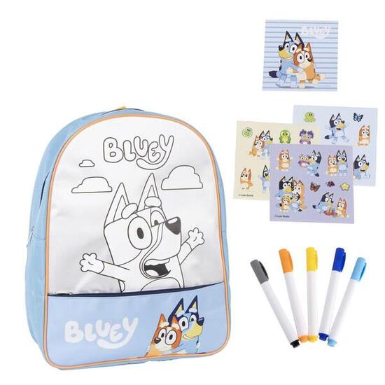 Sac à dos enfant Bluey DIY en polyester avec feutres bleu clair