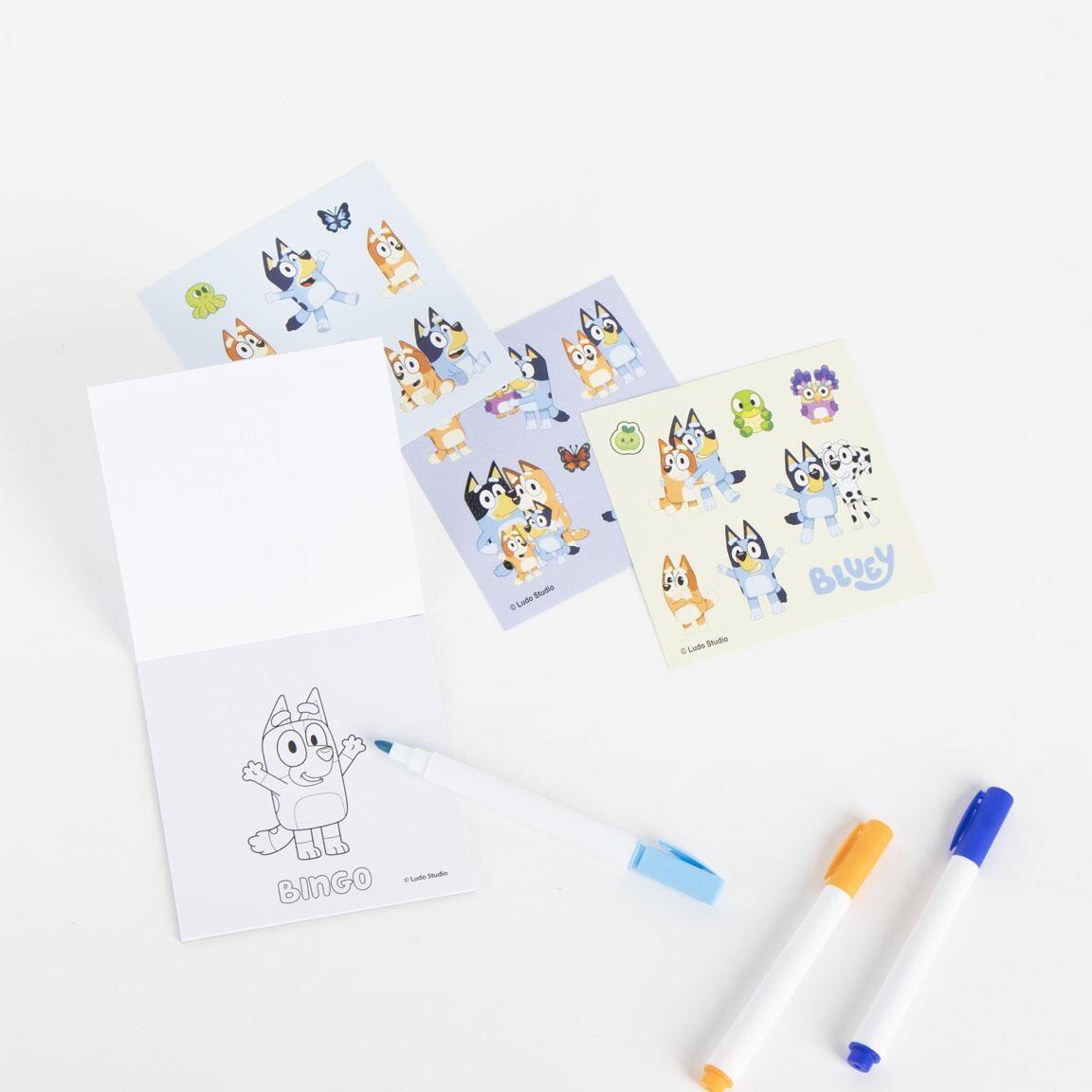 Mochila infantil Bluey DIY em poliéster com marcadores azul-claro. 7/7