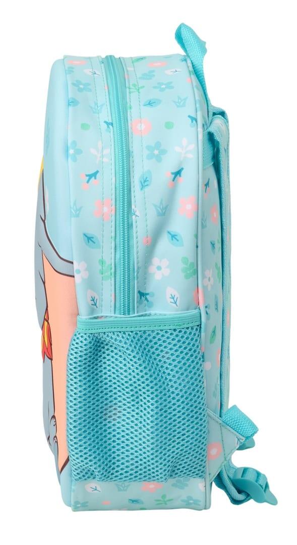 Mochila infantil Dumbo 3D com porta-garrafa e alças acolchoadas, azul turquesa 3/3