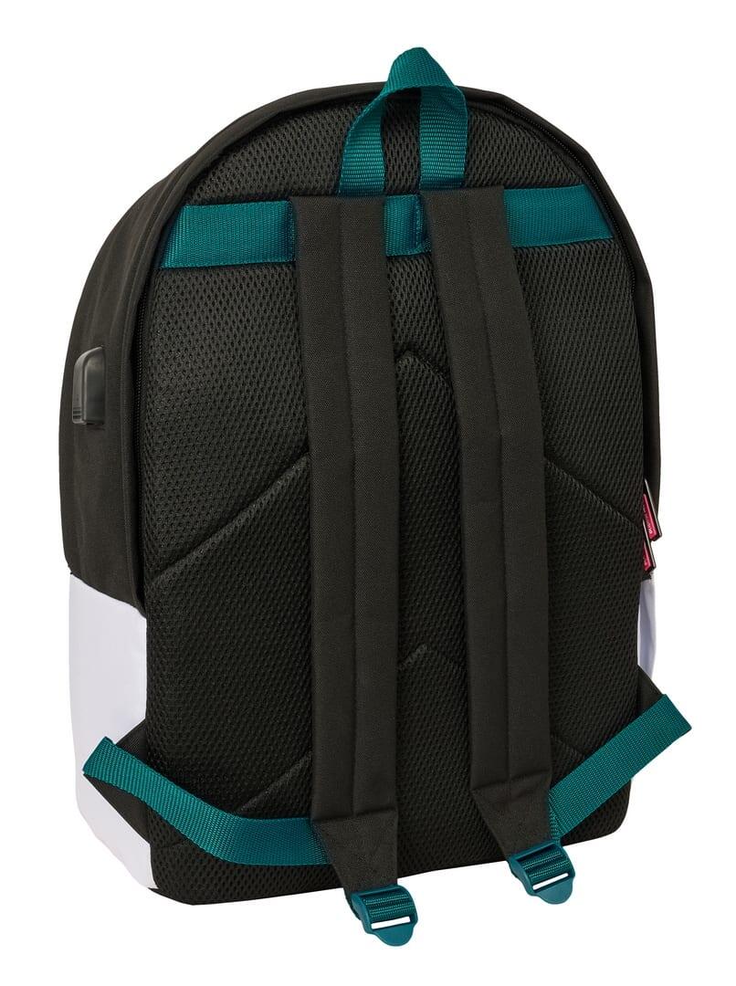 Mochila para laptop Real Madrid adulto com porta USB e bolso frontal (branca) 2/6