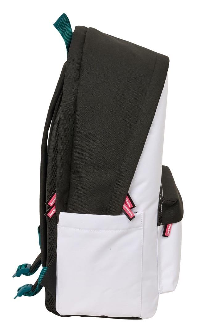 Mochila para laptop Real Madrid adulto com porta USB e bolso frontal (branca) 4/6