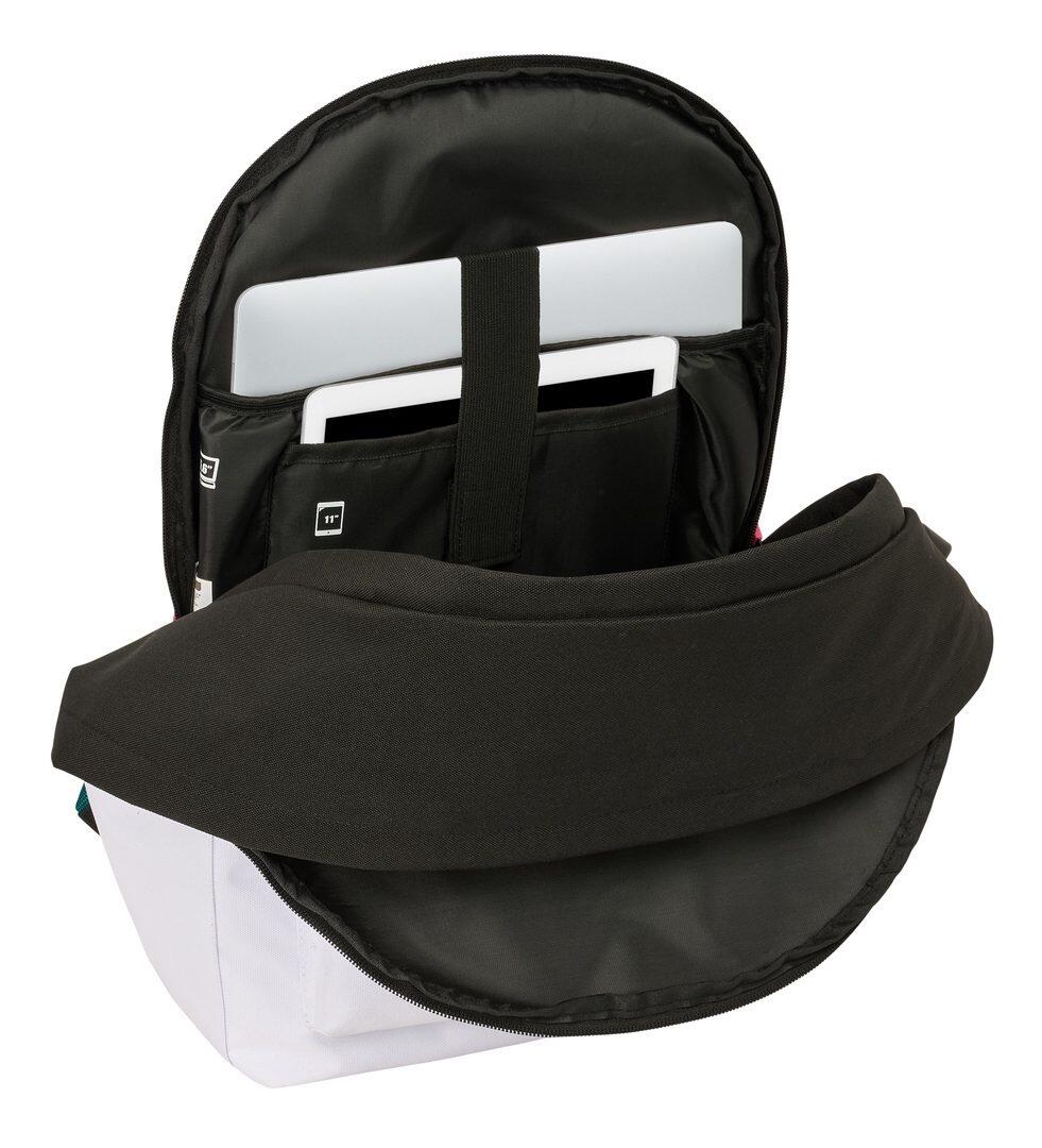 Mochila para laptop Real Madrid adulto com porta USB e bolso frontal (branca) 6/6