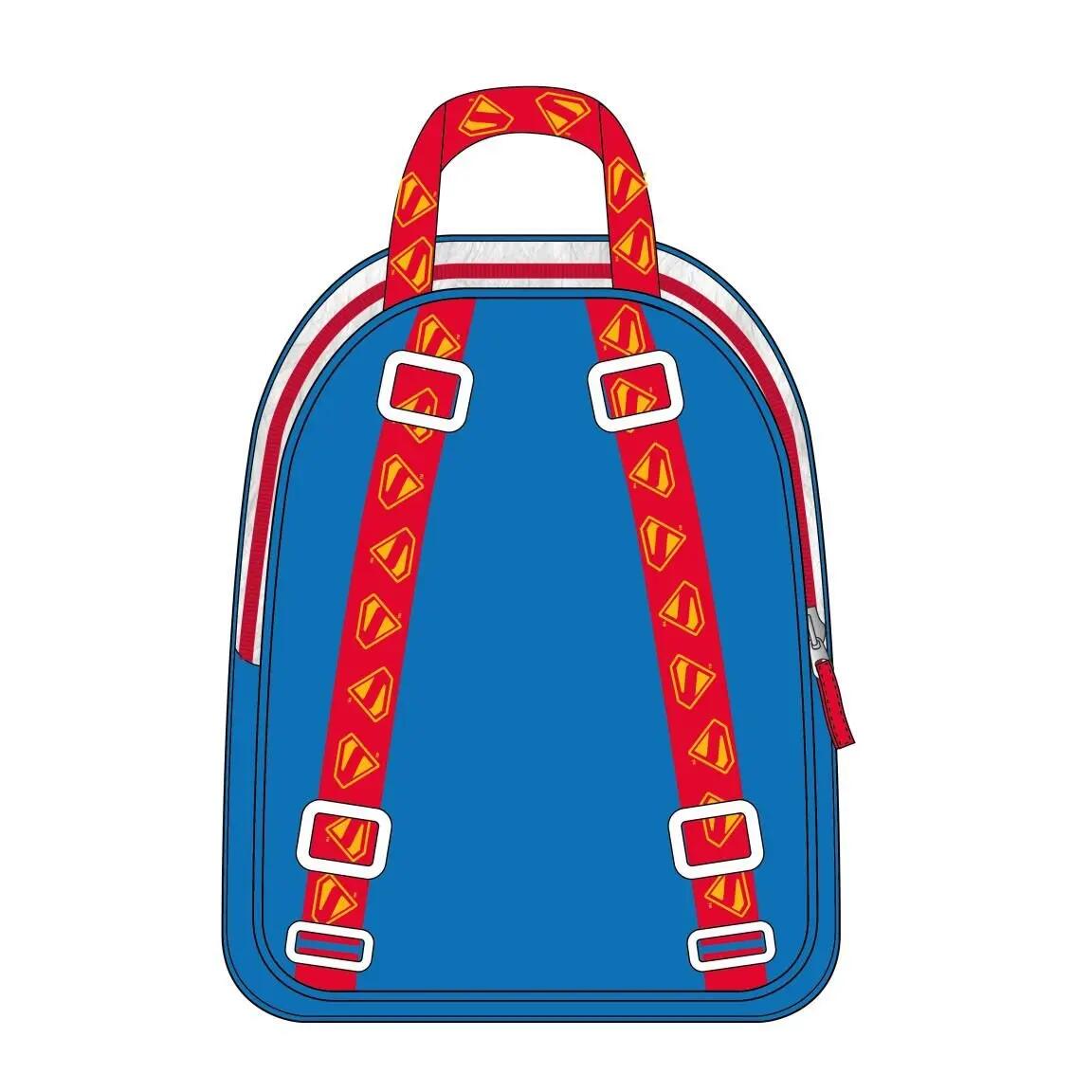Mochila infantil do Superman em poliéster com alças ajustáveis, azul. 4/4