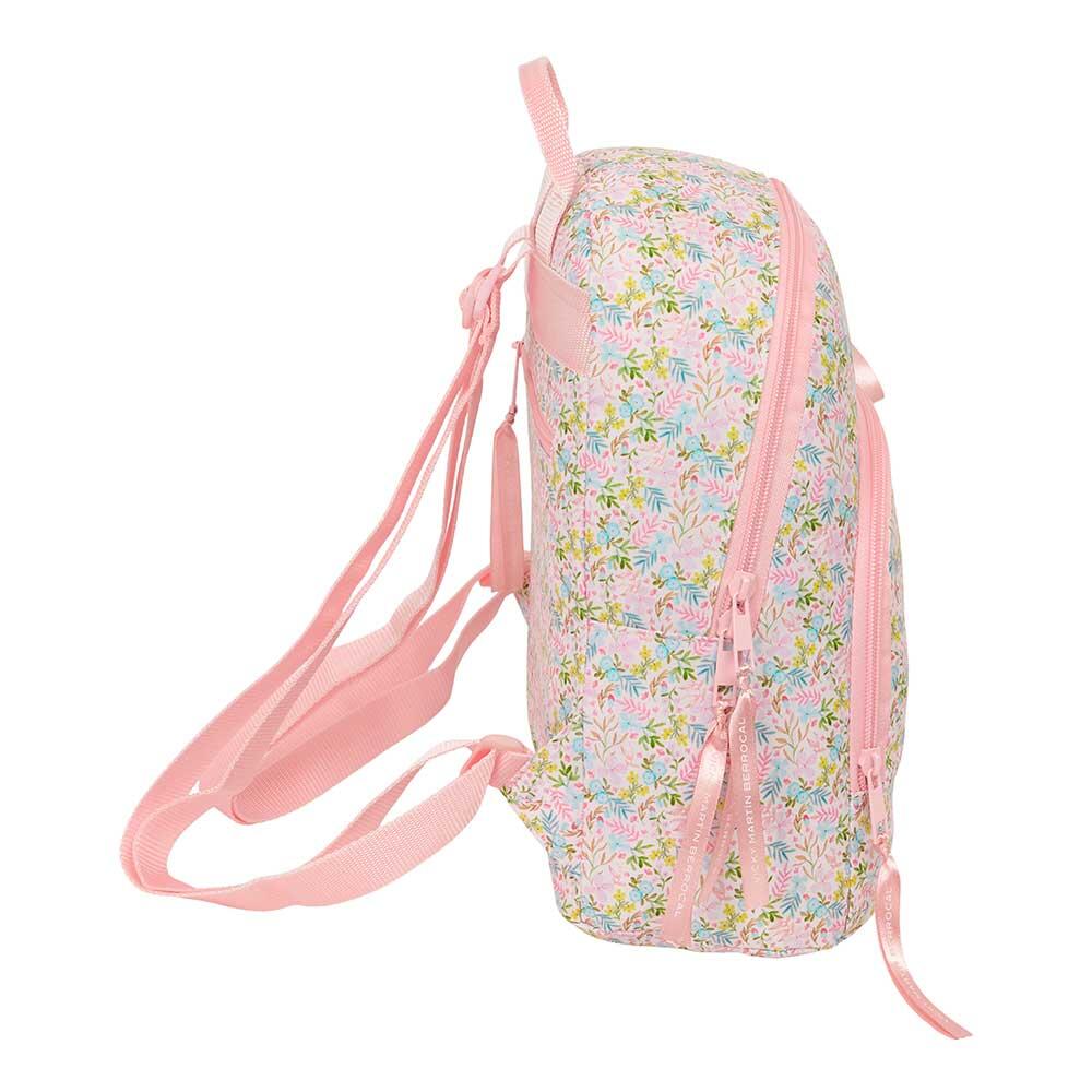 Mochila infantil VMB Mini com bolso frontal e alças ajustáveis, estampa floral 3/4