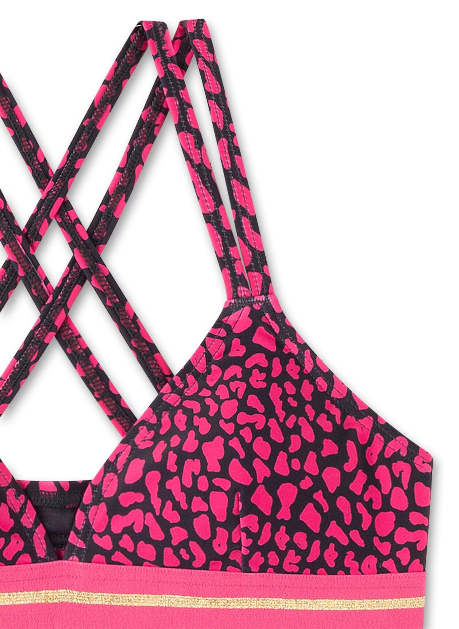 Bikini per bambina con stampa leopardata 3/4