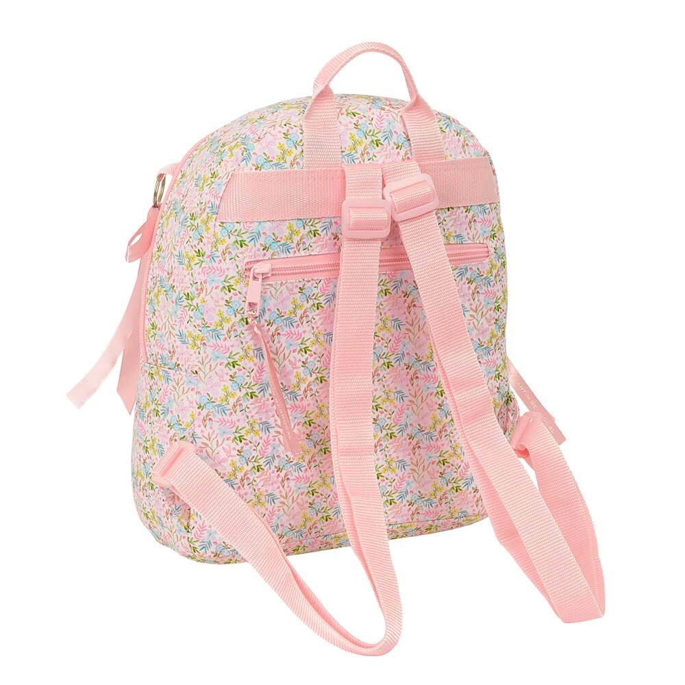 Mochila infantil VMB Mini com bolso frontal e alças ajustáveis, estampa floral 2/4