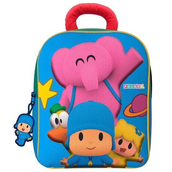 Sac à dos scolaire 3D pour enfants Pocoyo, 32 cm, avec poignée supérieure, bleu