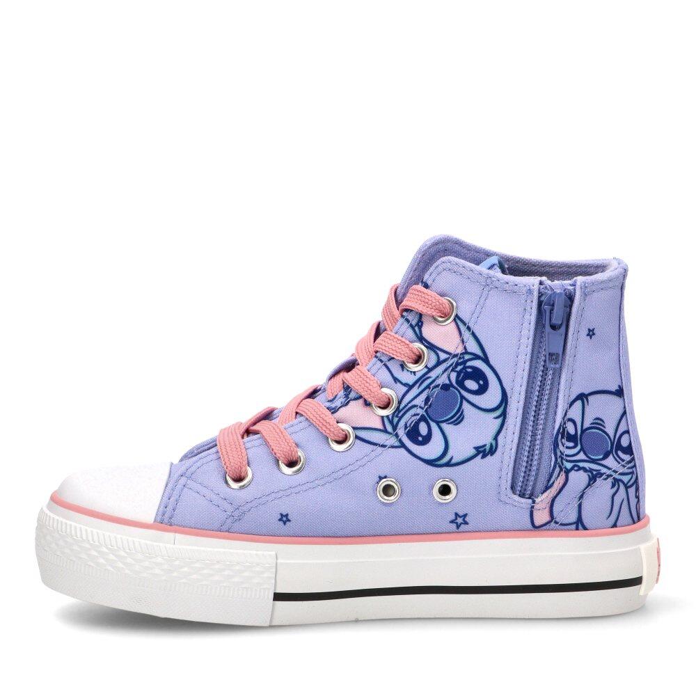 Scarpe da ginnastica alte bimbo Stitch in tela lacci e cerniera blu 3/7
