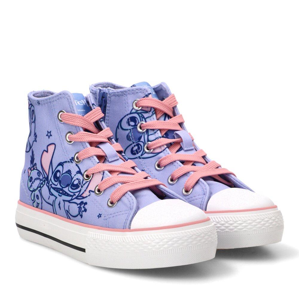 Scarpe da ginnastica alte bimbo Stitch in tela lacci e cerniera blu 2/7
