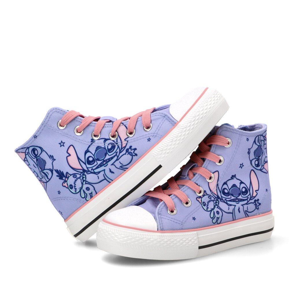 Scarpe da ginnastica alte bimbo Stitch in tela lacci e cerniera blu 5/7