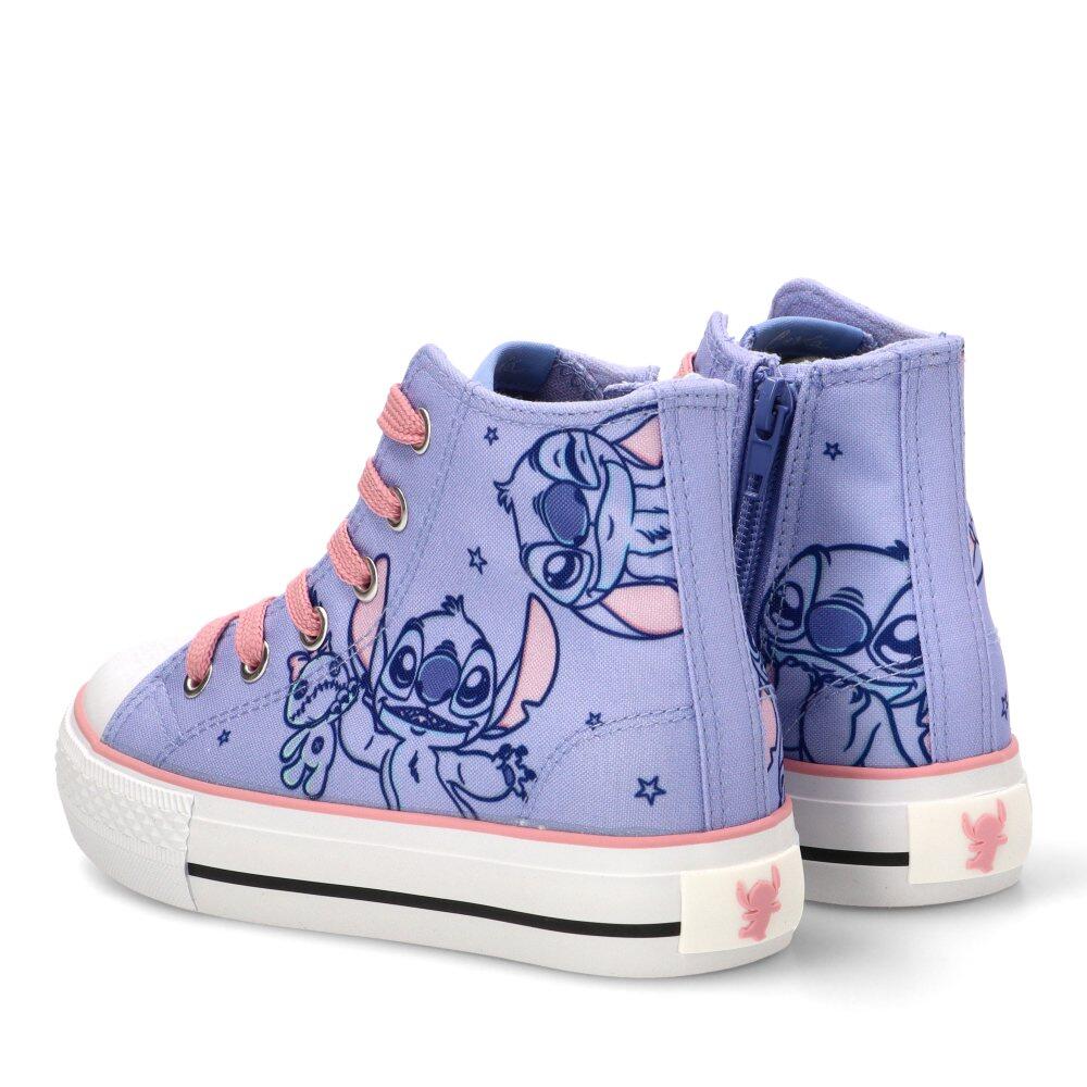 Scarpe da ginnastica alte bimbo Stitch in tela lacci e cerniera blu 4/7