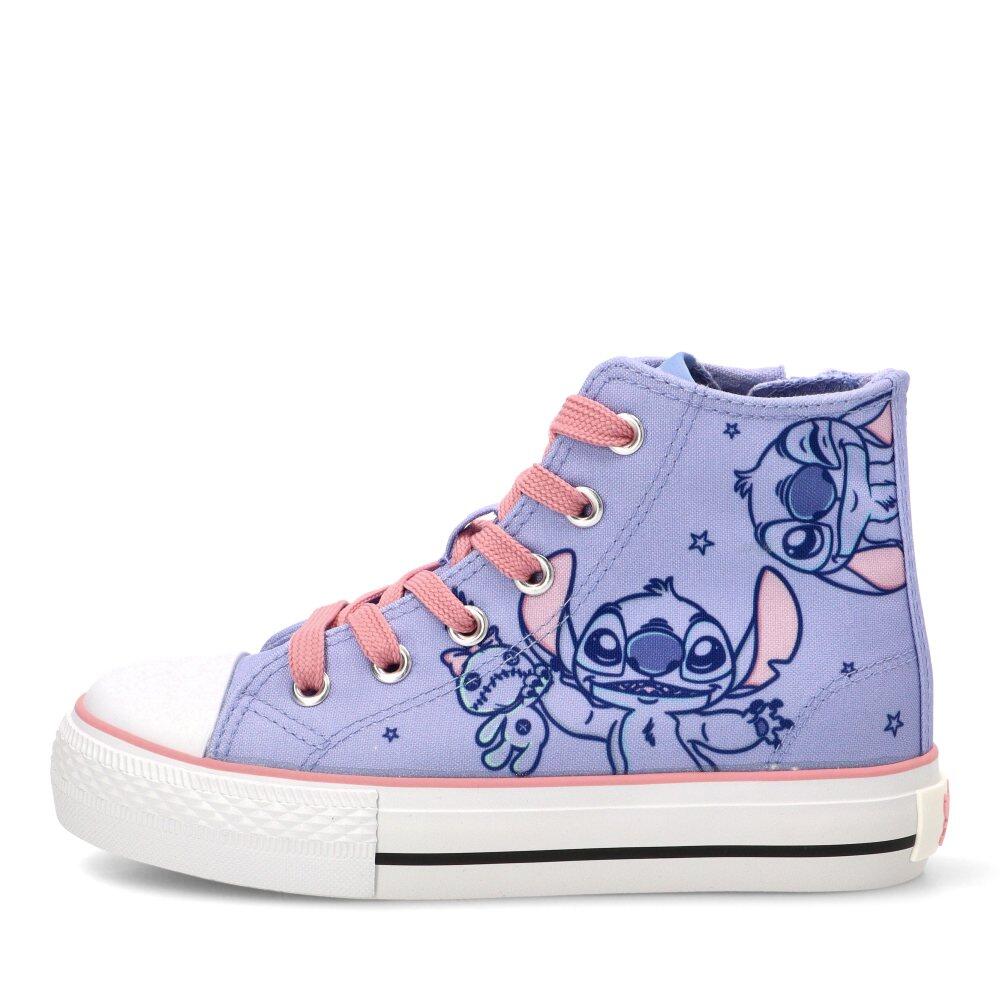 Scarpe da ginnastica alte bimbo Stitch in tela lacci e cerniera blu 6/7