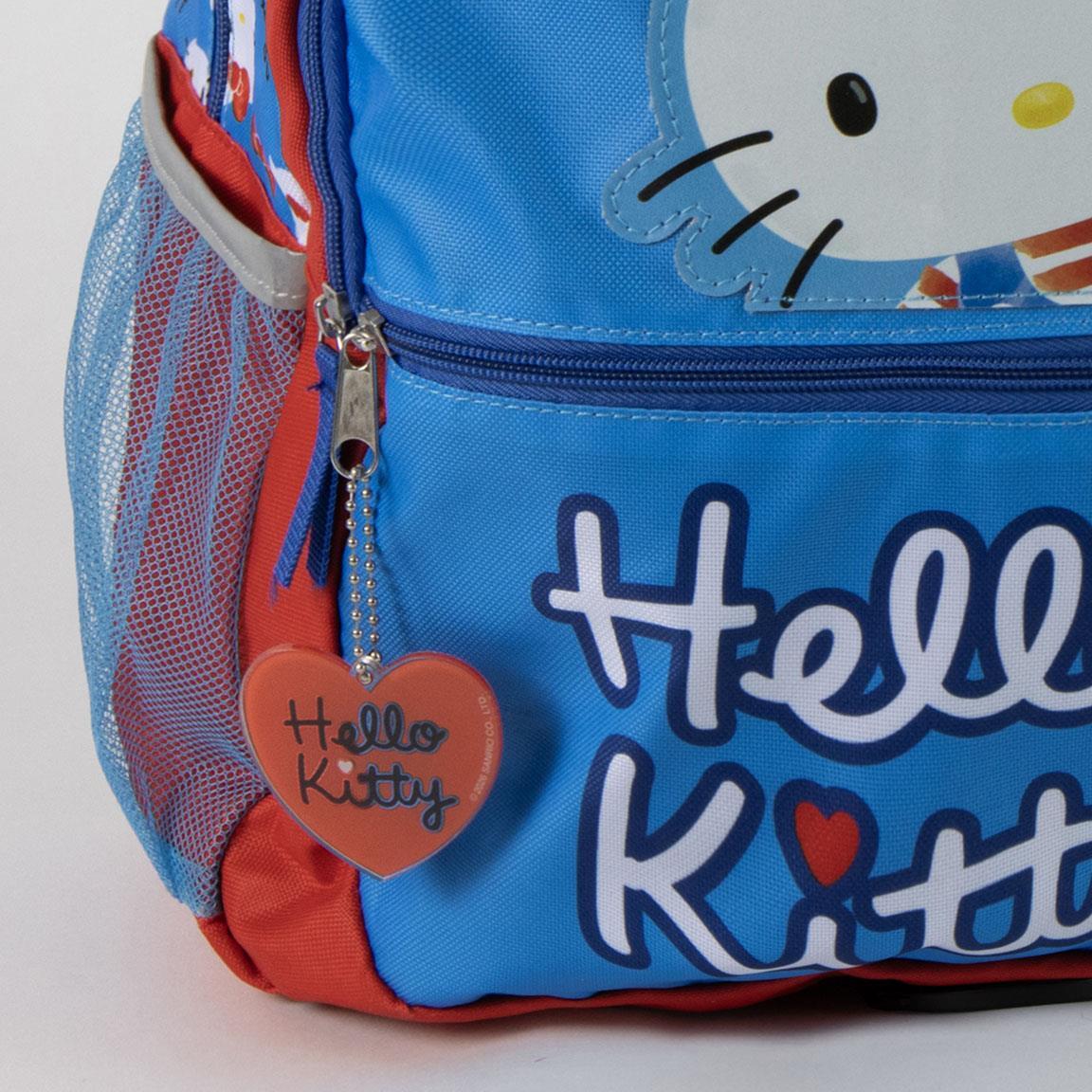 Zaino scolastico per bambini Hello Kitty in poliestere con tasca frontale - Blu 3/7
