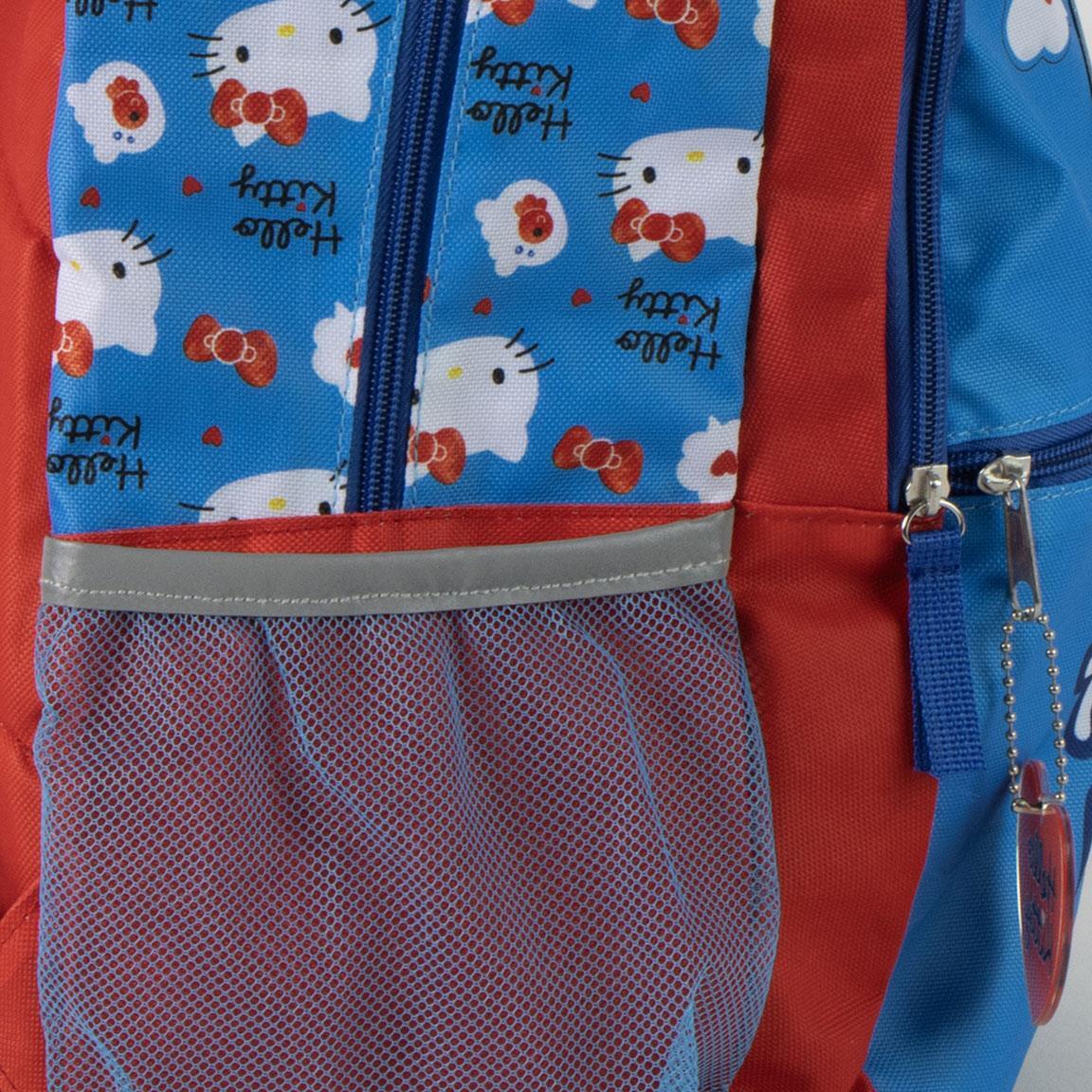 Zaino scolastico per bambini Hello Kitty in poliestere con tasca frontale - Blu 4/7
