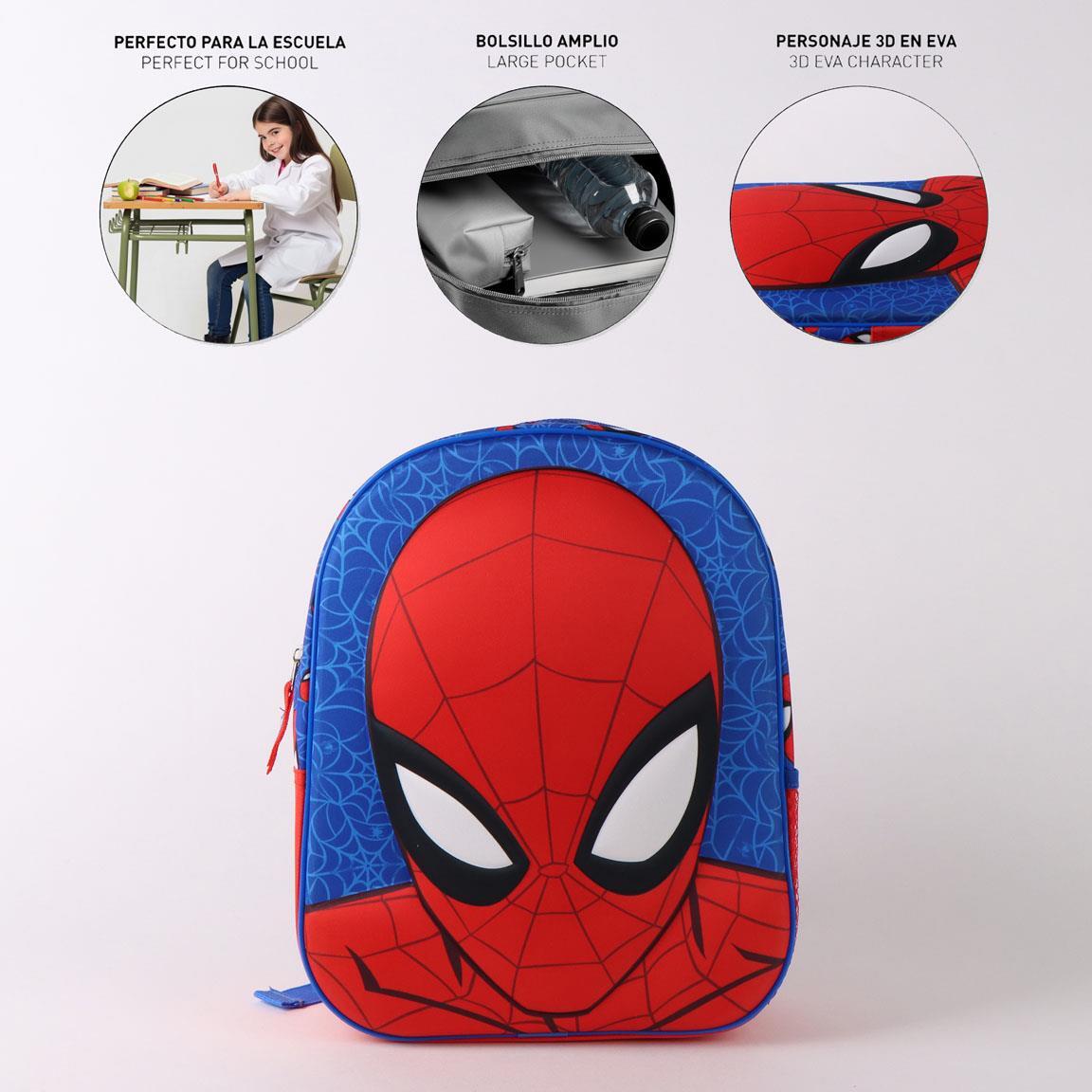 Zaino scolastico 3D di Spiderman in poliestere per bambini con tasca - Blu 6/6