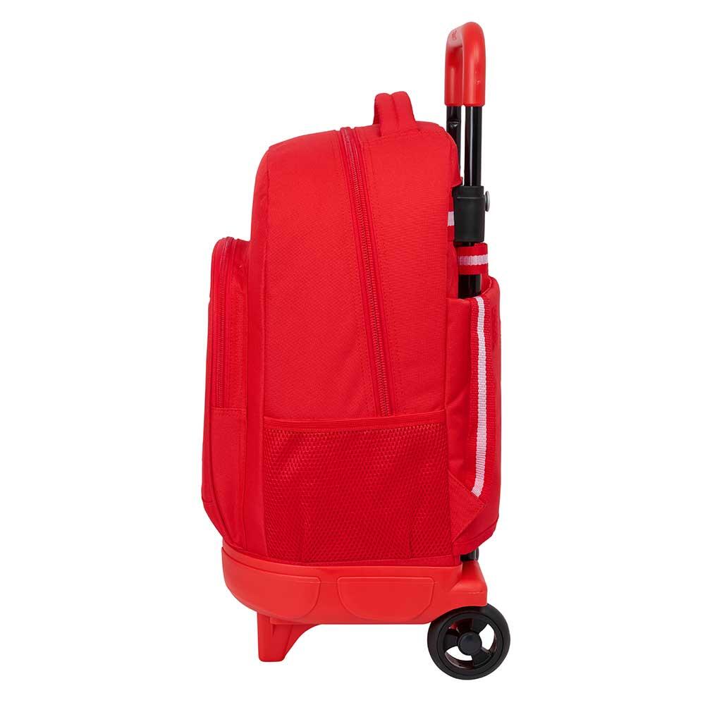 Mochila escolar infantil do Sevilla FC com rodas removíveis e bolso, vermelha. 3/3