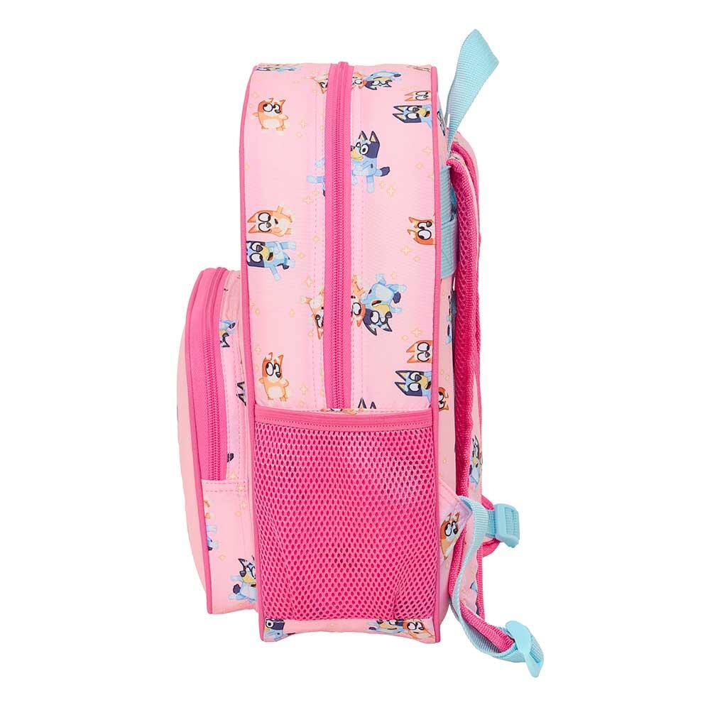 Mochila infantil Bluey adaptável a carrinhos com bolso frontal rosa 3/3