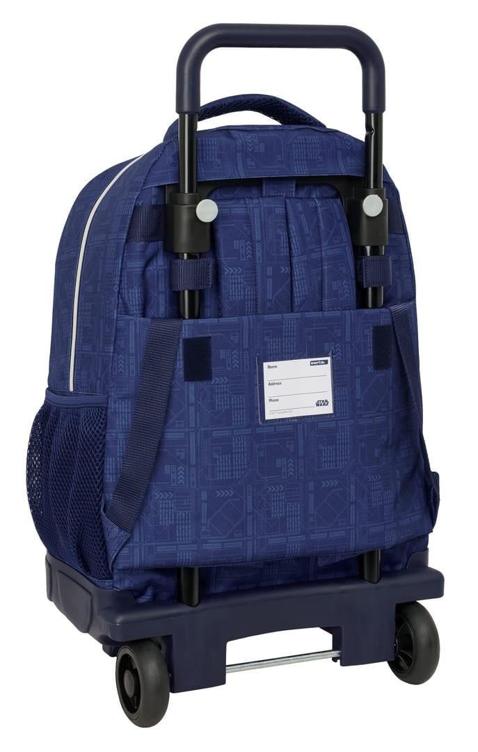 Mochila escolar infantil Star Wars com rodinhas removíveis e bolso - Azul 2/3