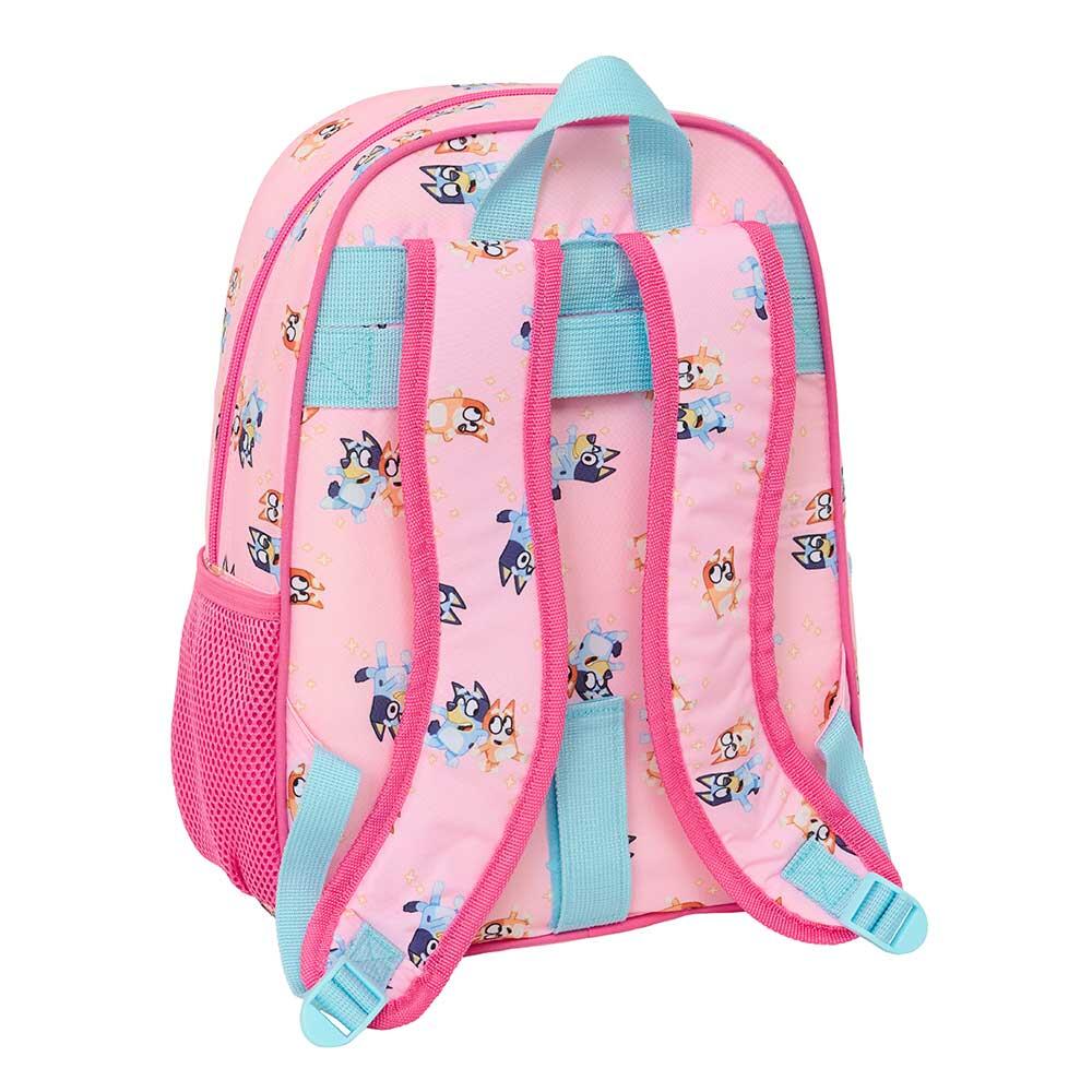 Mochila infantil Bluey adaptável a carrinhos com bolso frontal rosa 2/3