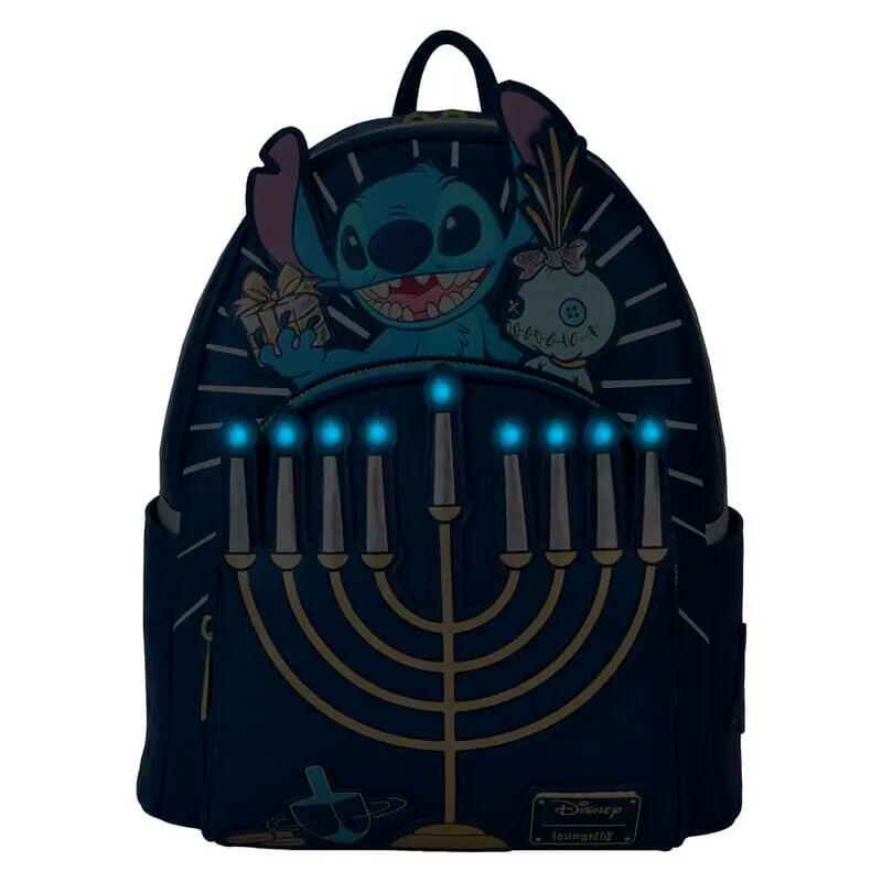 Rugzak Stitch Menorah met rits en voorvak blauw 3/4