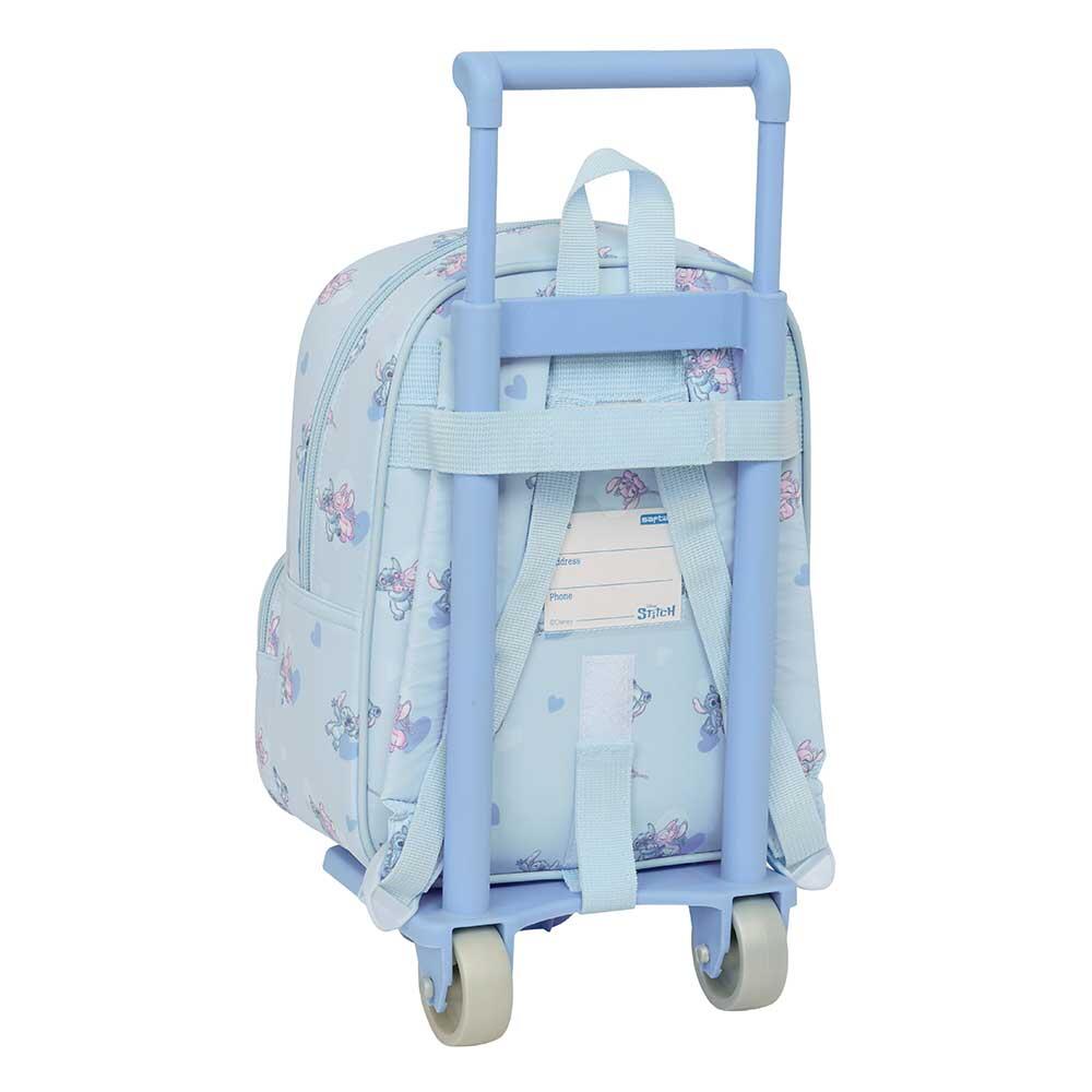 Mochila escolar infantil Stitch com rodinhas, 2 bolsos frontais, azul claro 2/3