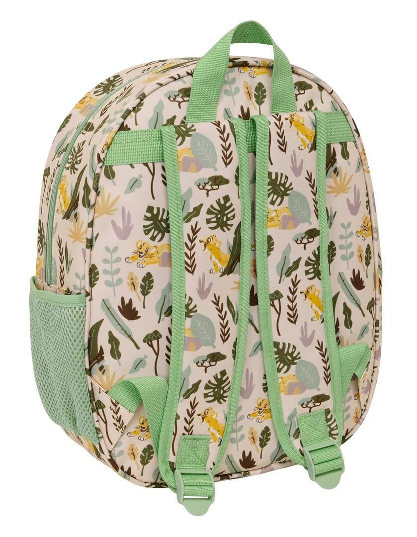 Mochila infantil 3D do Rei Leão com porta-garrafa e alças acolchoadas, verde. 2/3