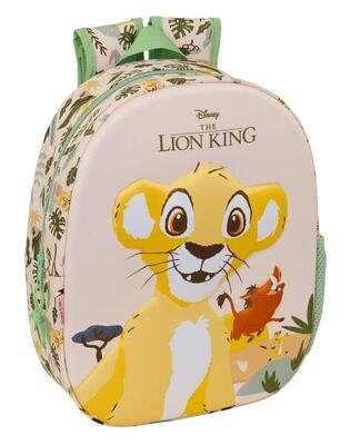Zaino 3D per bambini Il Re Leone con cerniera beige e verde