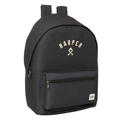 Zaino per laptop da adulto Harper & Neyer con porta USB e tasca frontale nero.