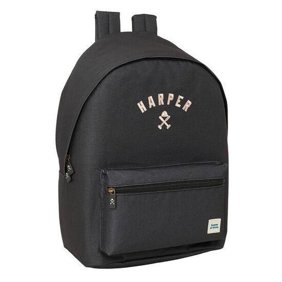 Zaino per laptop da adulto Harper & Neyer con porta USB e tasca frontale nero.