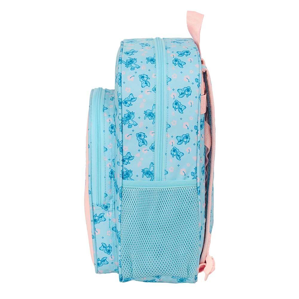 Mochila escolar infantil Stitch com bolsos e porta-garrafa - Azul 3/3