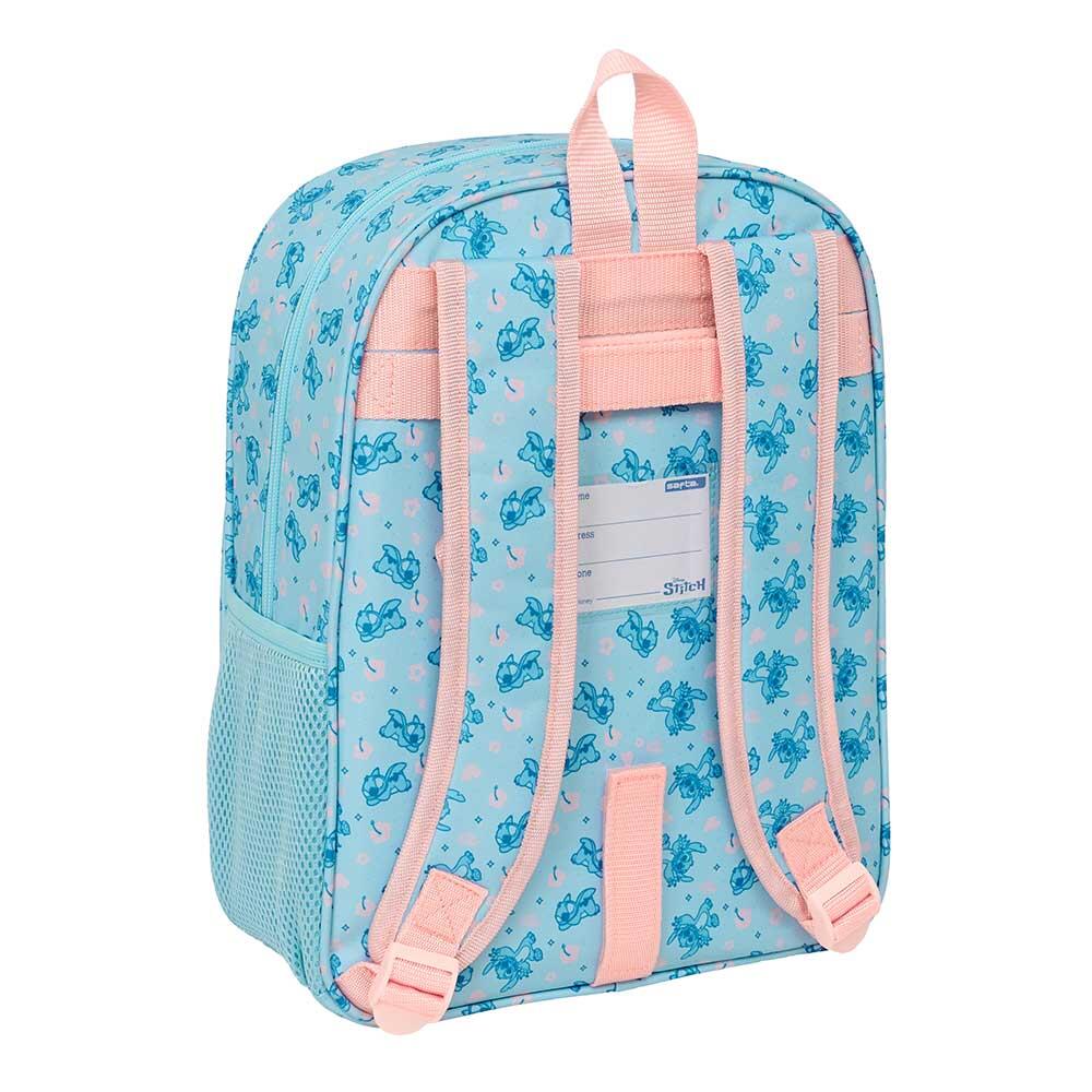 Mochila escolar infantil Stitch com bolsos e porta-garrafa - Azul 2/3