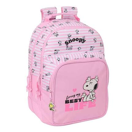 Sac à dos Snoopy pour enfant en similicuir avec poche avant - Rouge