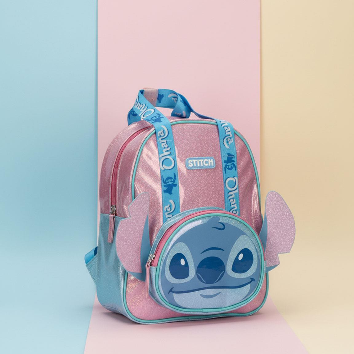 Sac à dos Stitch pour enfants en polyuréthane avec poche avant, rose et bleu 6/6