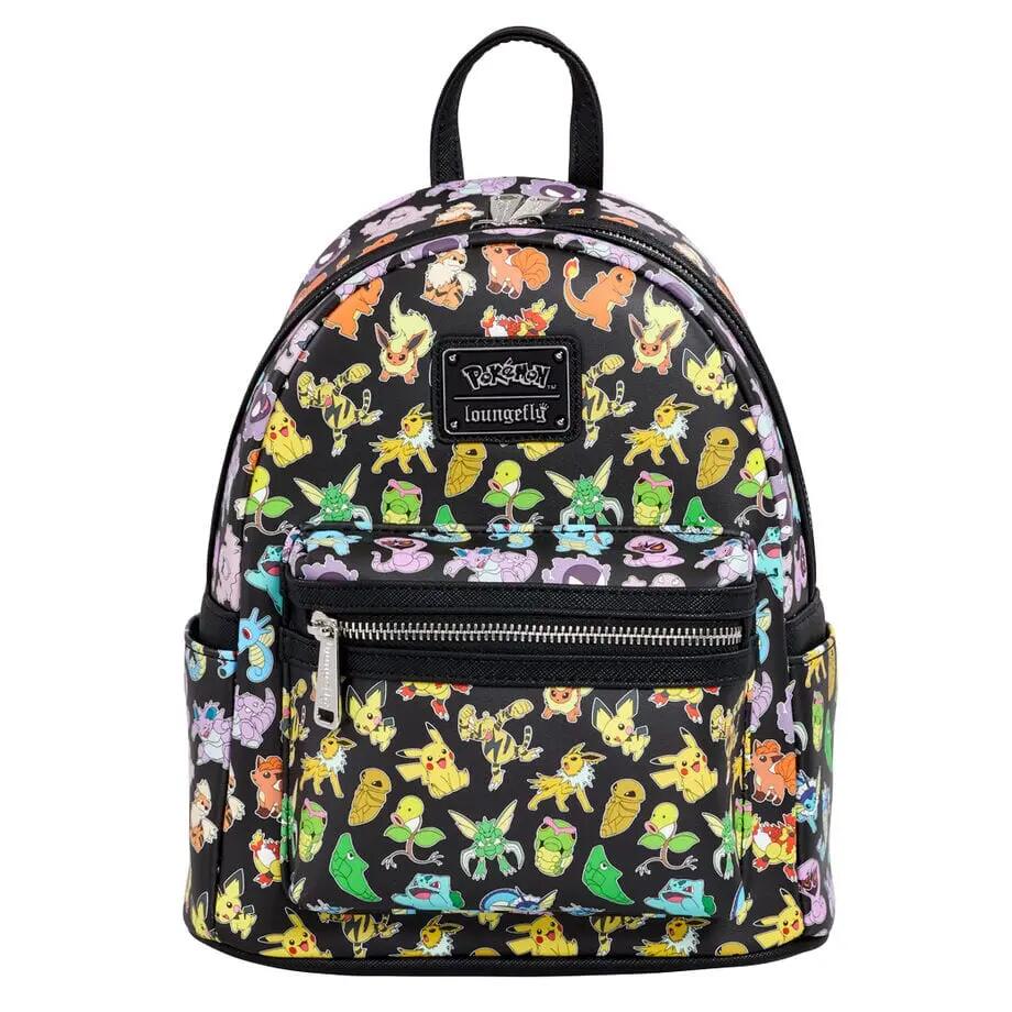 Mochila infantil Pokémon de 26 cm com bolso frontal e zíper preto 3/4