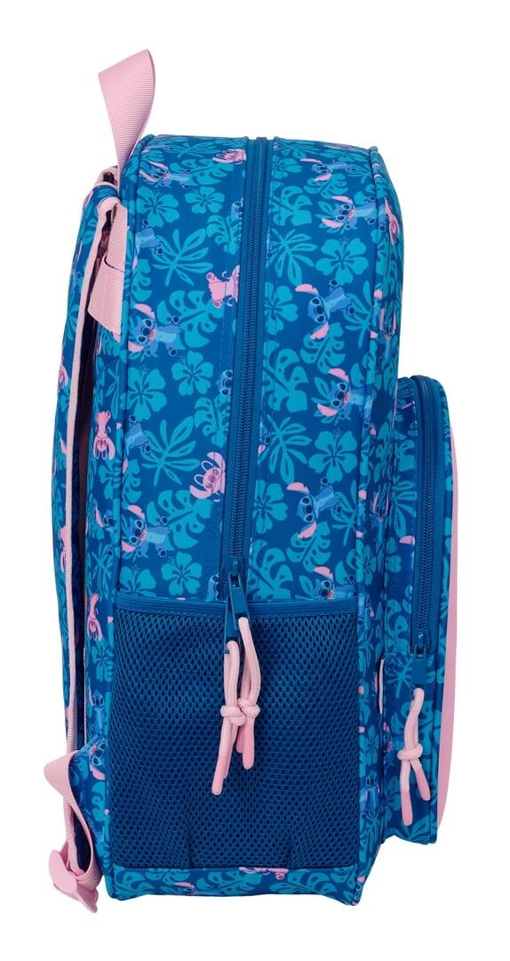Mochila escolar infantil Stitch, adaptável a carrinhos, com bolso frontal, azul. 3/3