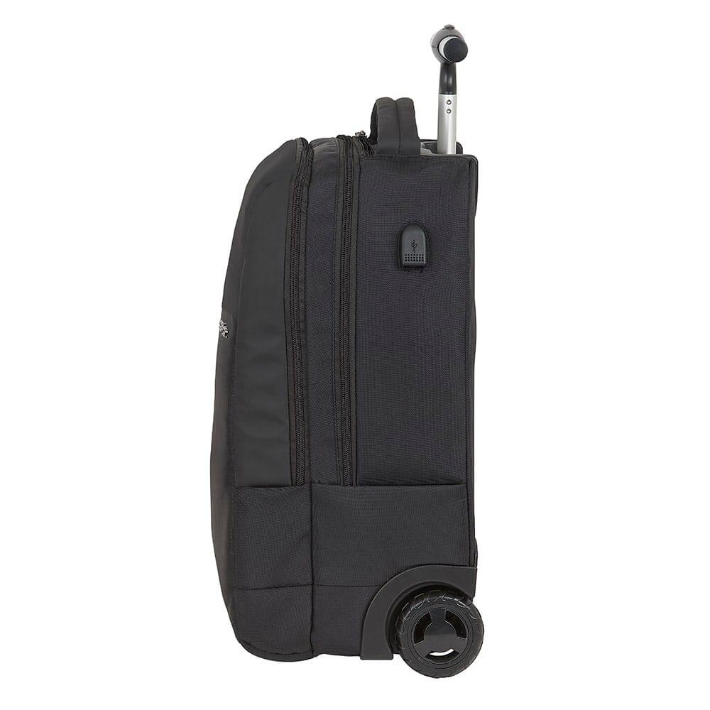 Mochila executiva com rodinhas para laptop de 15,6" com porta USB, preta. 3/7