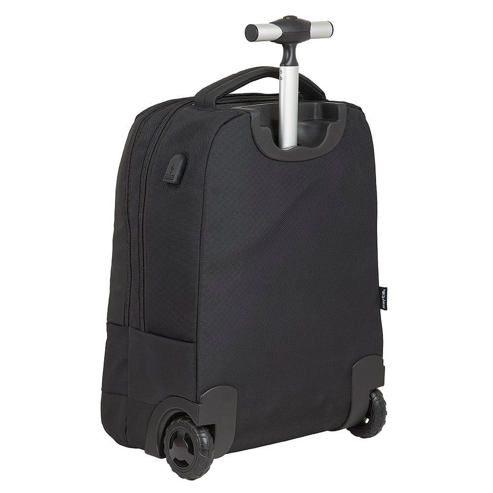 Mochila executiva com rodinhas para laptop de 15,6" com porta USB, preta. 2/7