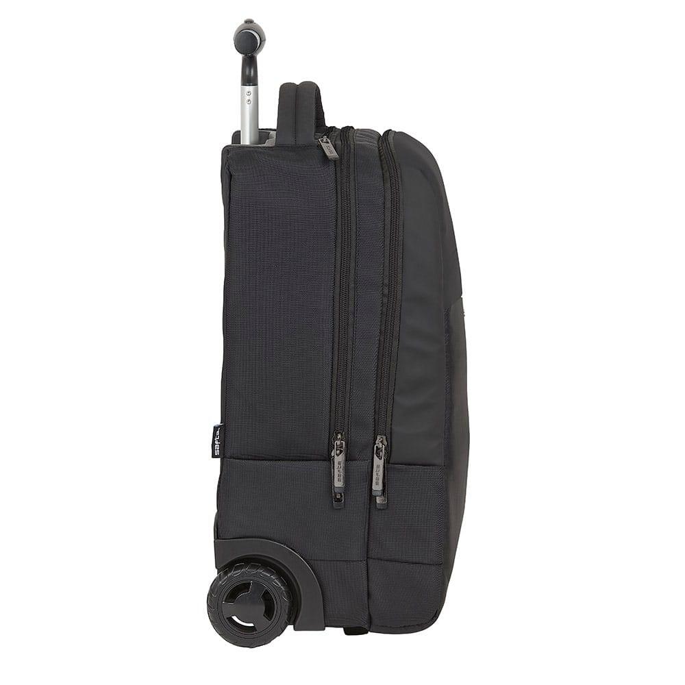 Mochila executiva com rodinhas para laptop de 15,6" com porta USB, preta. 4/7