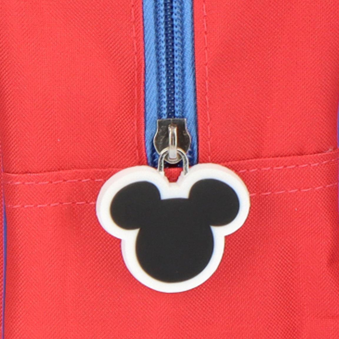 Mochila escolar infantil do Mickey Mouse em poliéster com bolso frontal vermelho 4/6