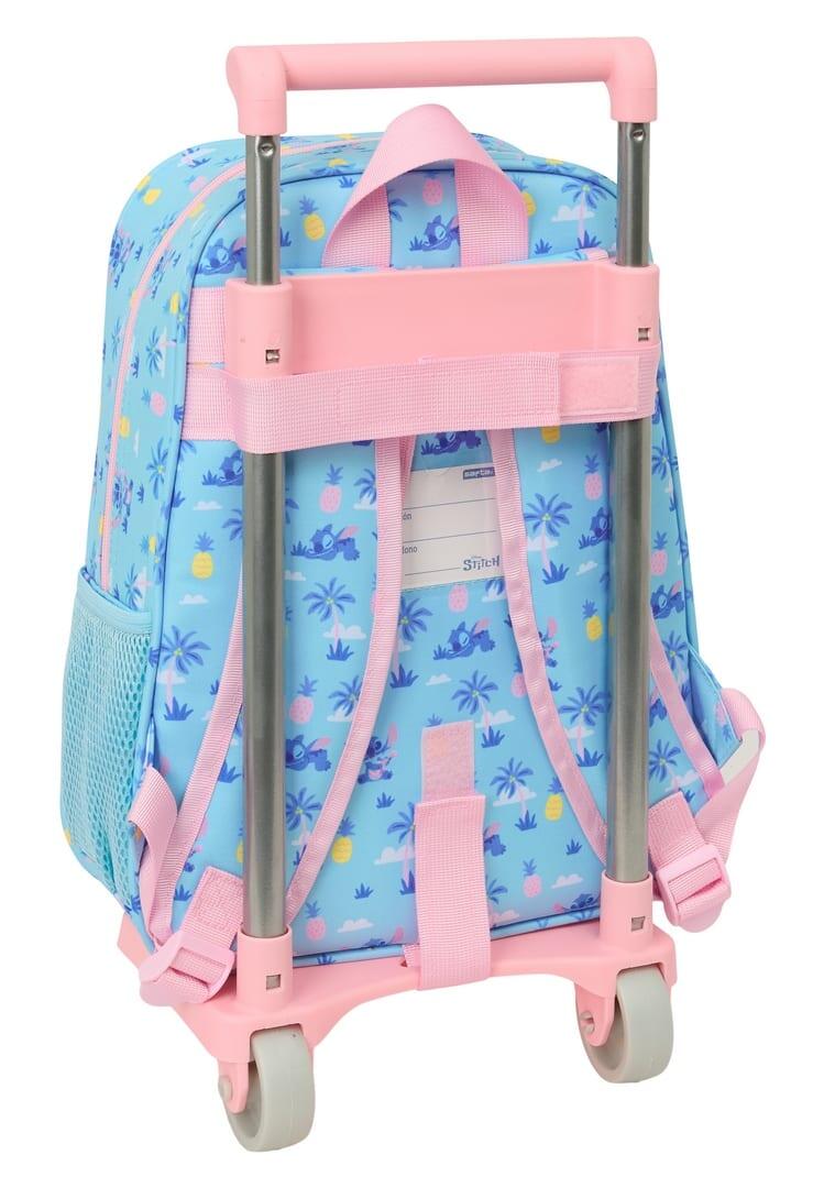 Mochila escolar infantil Stitch com rodinhas e bolso frontal - Azul 2/3