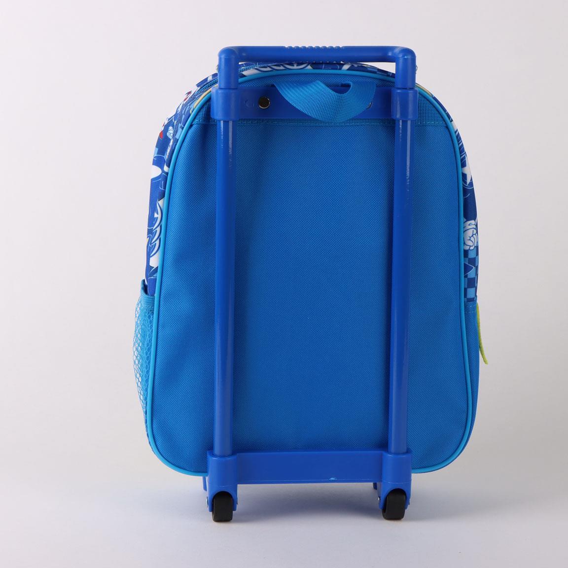 Mochila infantil Sonic 3D com rodinhas, feita de poliéster e EVA, azul. 2/6