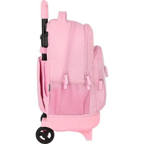 Zaino scolastico per bambini Benetton Vichy con trolley e ruote rimovibili, rosa 3/3