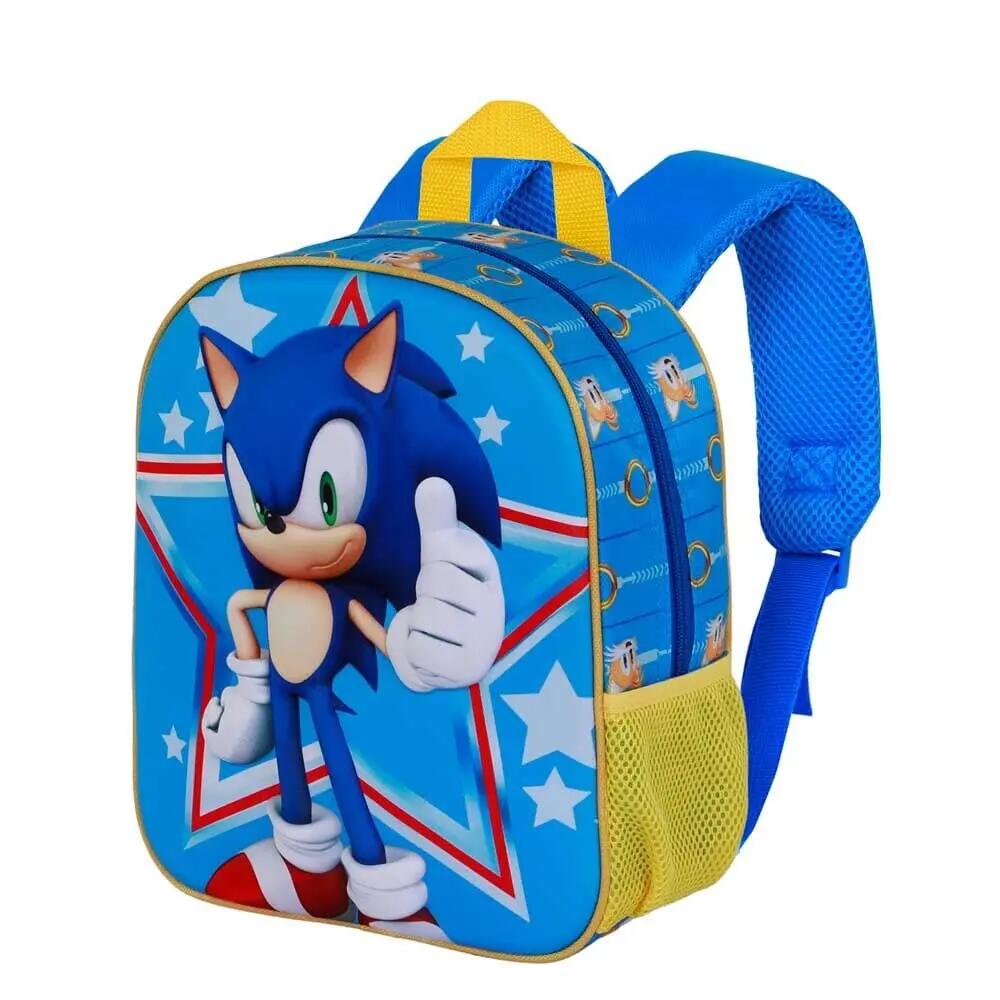Mochila infantil 3D Sonic the Hedgehog de 31 cm com alça acolchoada azul 2/3