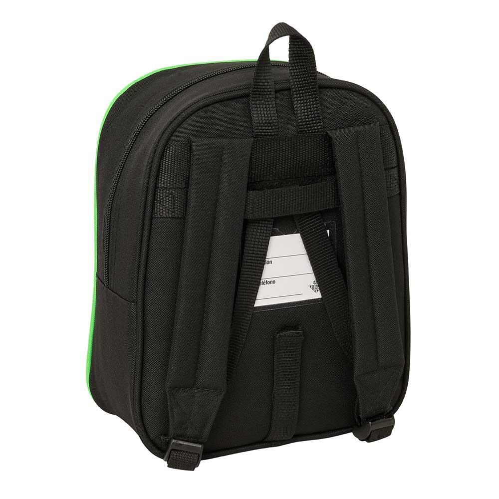 Mochila infantil Real Betis, adaptável a carrinho, preta e verde. 2/3