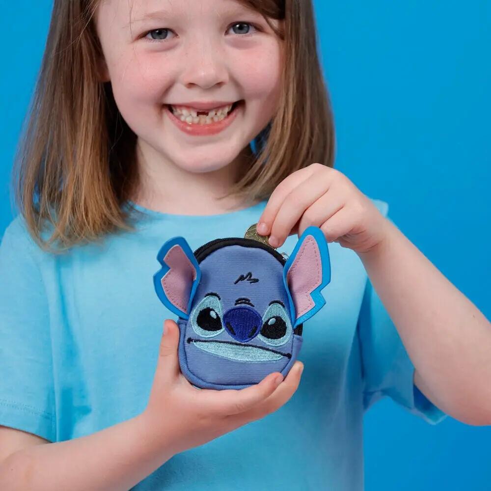 Portachiavi a forma di mini zainetto Stitch per bambini con cerniera e 2/3